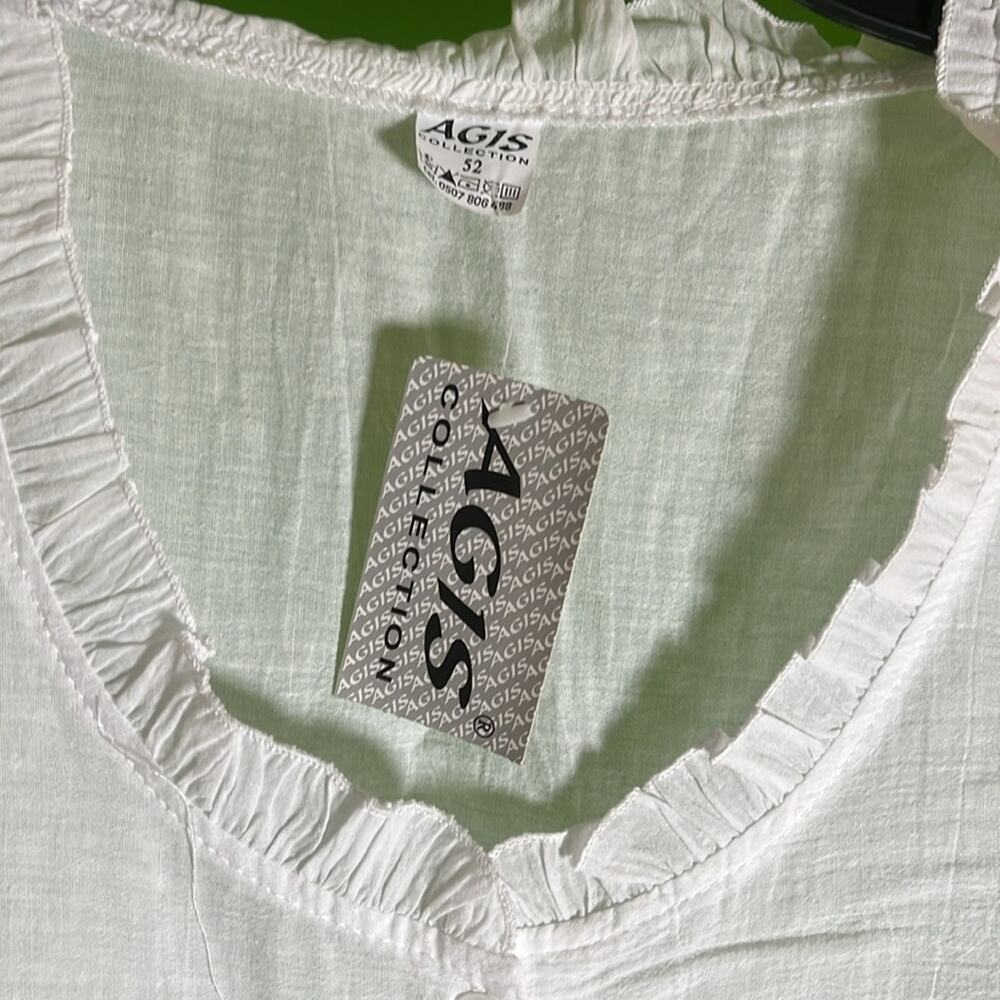 Agis White Lace Trim European embroidered Short Sleeve Blouse Size 20 - Picture 5 of 7